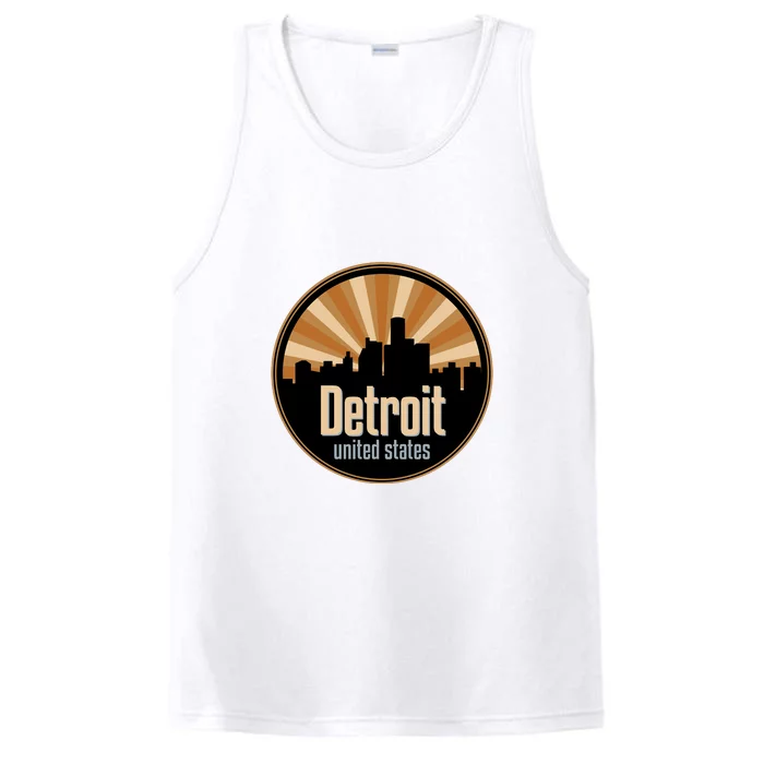 Detroit Record Label Skyline Symbol Performance Tank