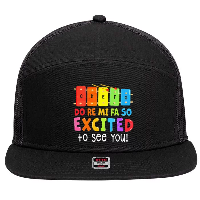 Do Re Mi Fa So Excited To See You Music Teacher 7 Panel Mesh Trucker Snapback Hat