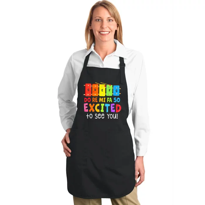 Do Re Mi Fa So Excited To See You Music Teacher Full-Length Apron With Pocket