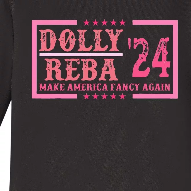 Dolly Reba24 Make America Fancy Again Cowboy Baby Long Sleeve Bodysuit