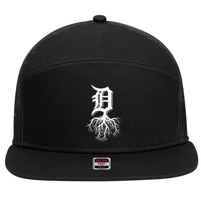 Detroit Roots Michigan American Born Rooted American Gifts 7 Panel Mesh Trucker Snapback Hat