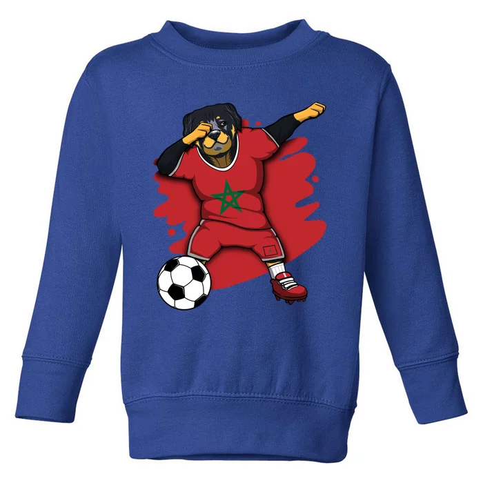 Dabbing Rottweiler Morocco Soccer Fans Jersey Moroccan Sport Great Gift Toddler Sweatshirt