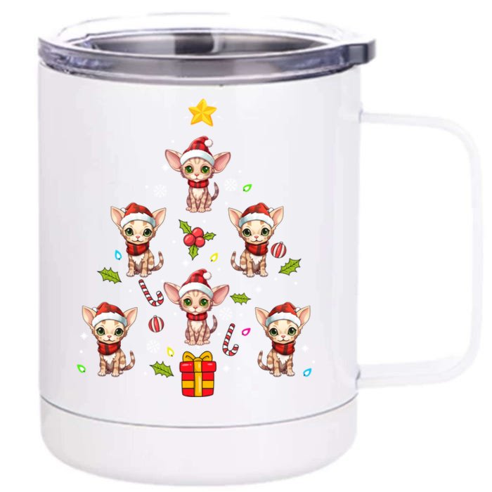 Devon Rex Merry Christmas Tree Ornat Gift Front & Back 12oz Stainless Steel Tumbler Cup