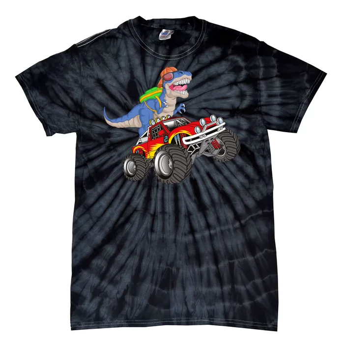 Dinosaur Riding Monster Truck Tie-Dye T-Shirt