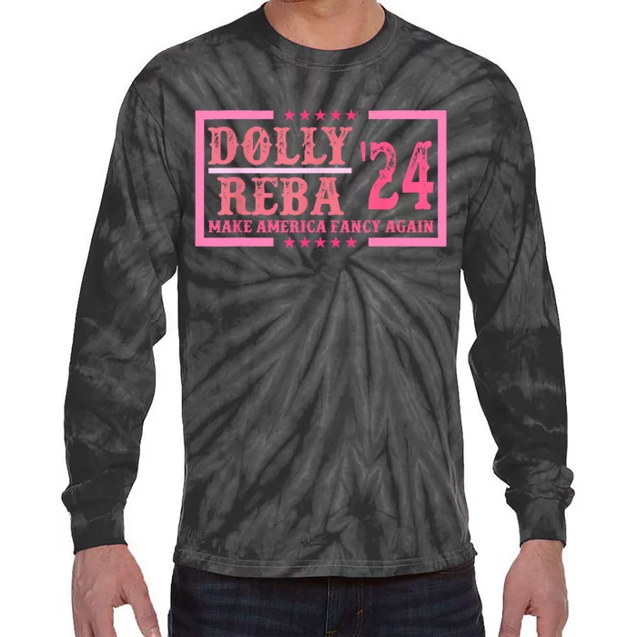 Dolly Reba24 Make America Fancy Again Cowboy Tie-Dye Long Sleeve Shirt