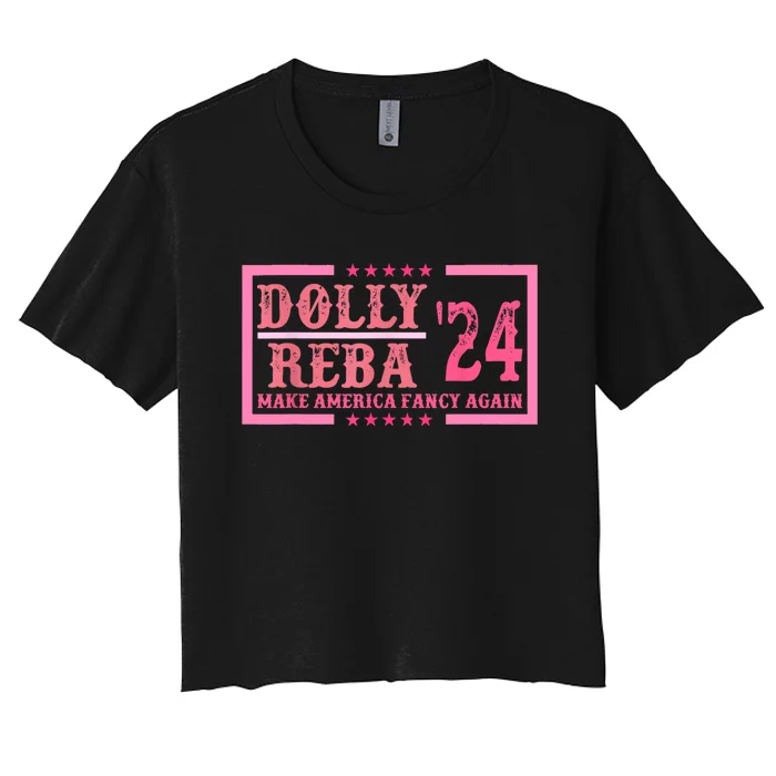 Dolly Reba24 Make America Fancy Again Cowboy Women's Crop Top Tee