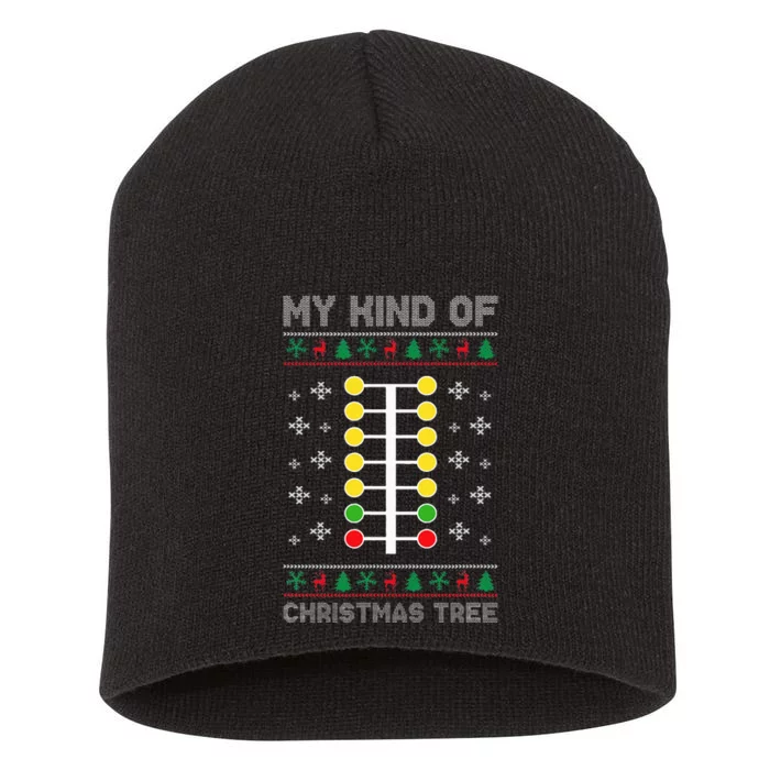 Drag Racing My Kind of Christmas Tree Drag Racer Xmas Short Acrylic Beanie