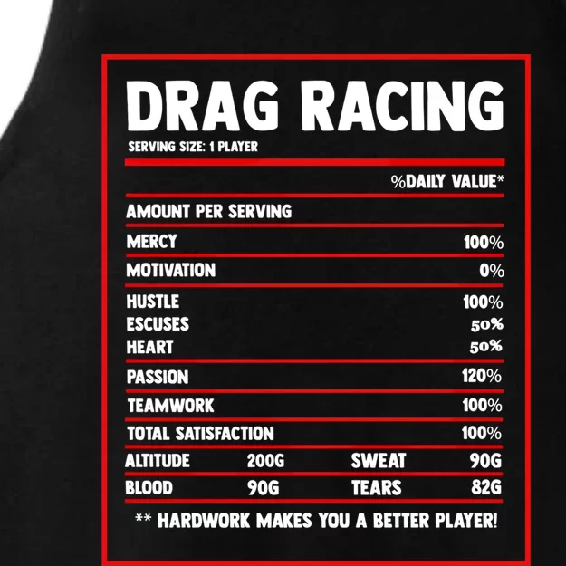 Drag Racing Nutrition Facts Label Drag Racer Auto Race Gift Ladies Tri-Blend Wicking Tank