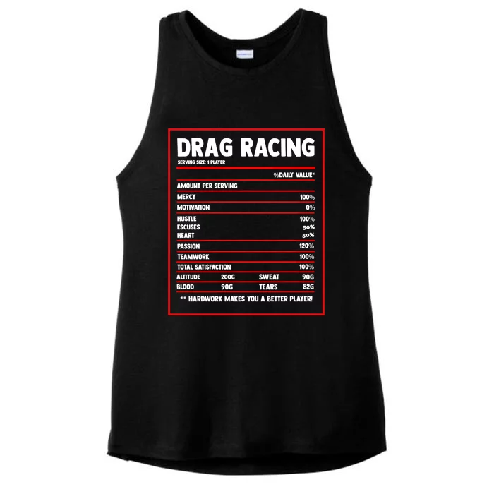 Drag Racing Nutrition Facts Label Drag Racer Auto Race Gift Ladies Tri-Blend Wicking Tank