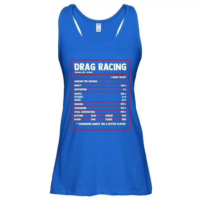 Drag Racing Nutrition Facts Label Drag Racer Auto Race Gift Ladies Essential Flowy Tank