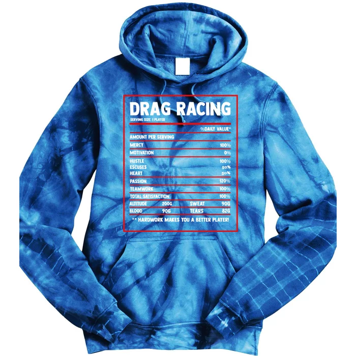 Drag Racing Nutrition Facts Label Drag Racer Auto Race Gift Tie Dye Hoodie