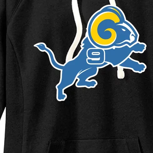 Detroit Rams Number 9 Women's Fleece Hoodie