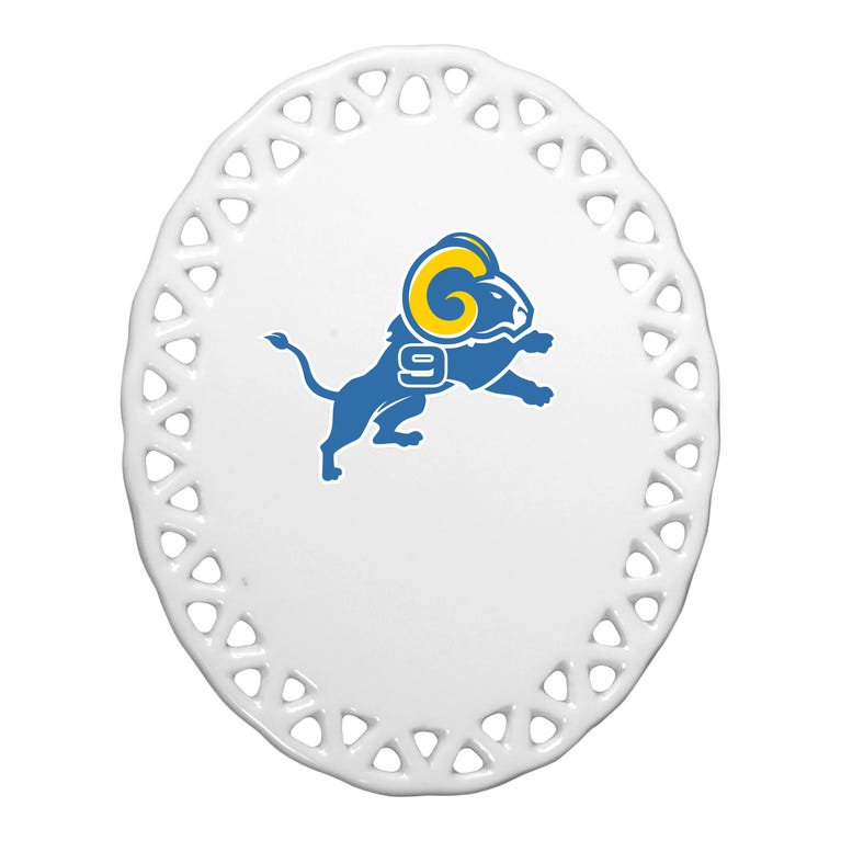 Detroit Rams Number 9 Oval Ornament