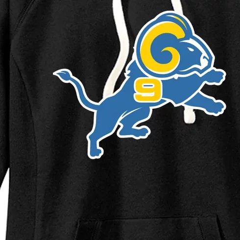 Detroit Rams Number 9 Women's Fleece Hoodie