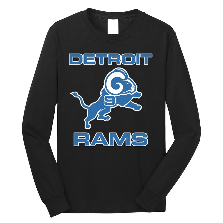 Detroit Rams Number 9 Funny Lions Long Sleeve Shirt | TeeShirtPalace