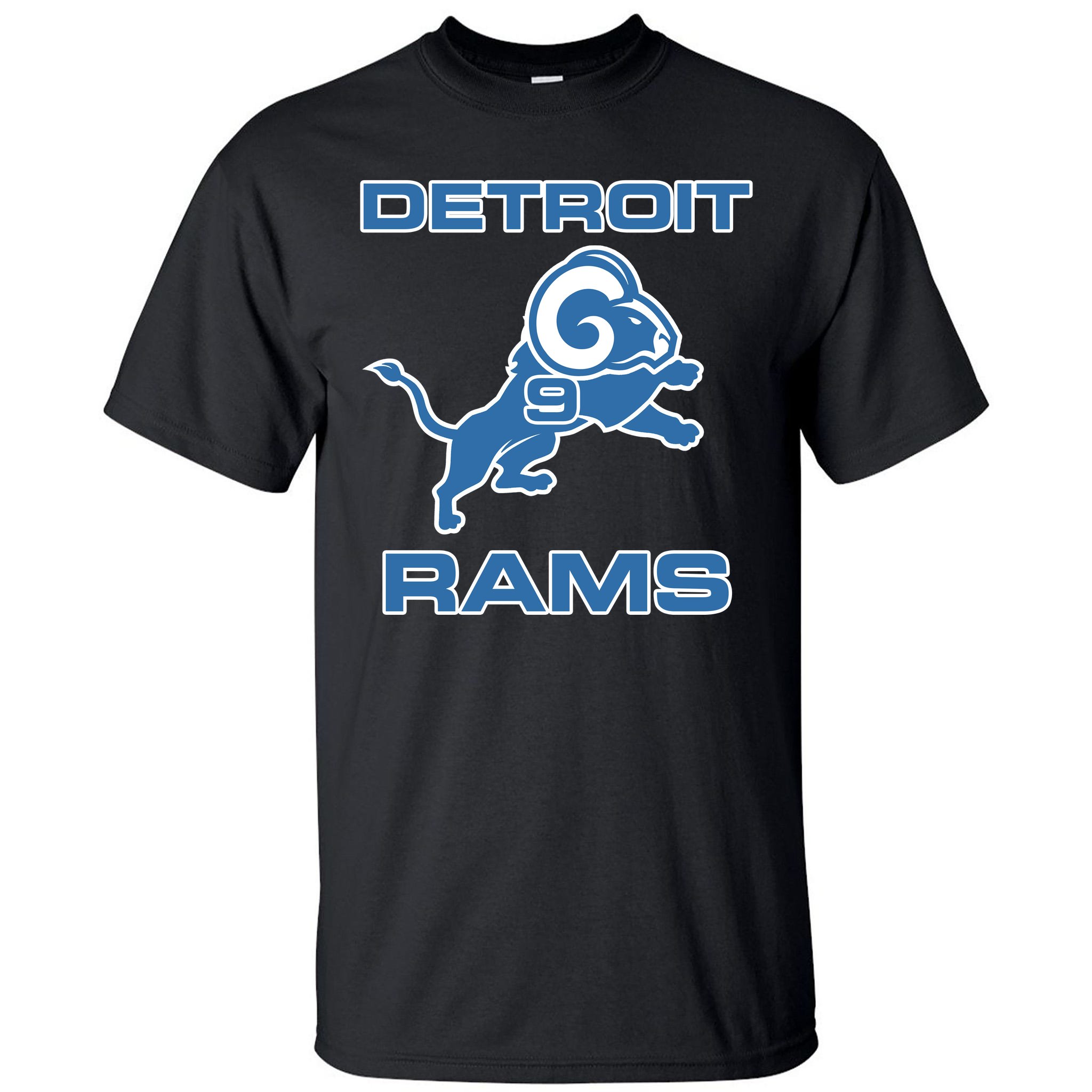 TeeShirtPalace Detroit Rams Number 9 Funny Lions T-Shirt