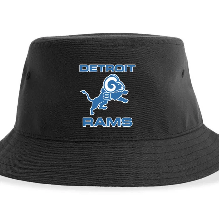 Detroit Rams Number 9 Funny Lions Sustainable Bucket Hat