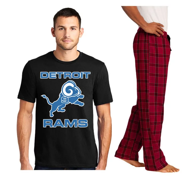 Detroit Rams Number 9 Funny Lions Pajama Set