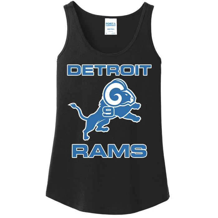 Detroit Rams Number 9 Funny Lions Ladies Essential Tank