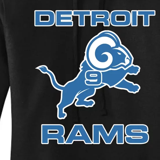 Detroit Rams Number 9 Funny Lions Women's Pullover Hoodie