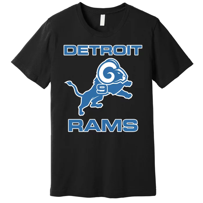 Detroit Rams Number 9 Funny Lions Premium T-Shirt