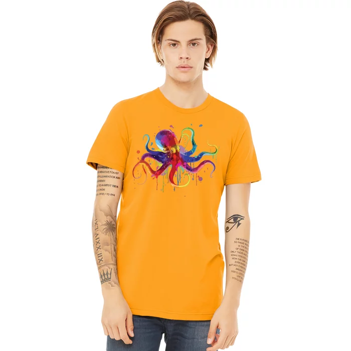 Dripping Rainbow Octopus Psychedelic Gift Premium T-Shirt