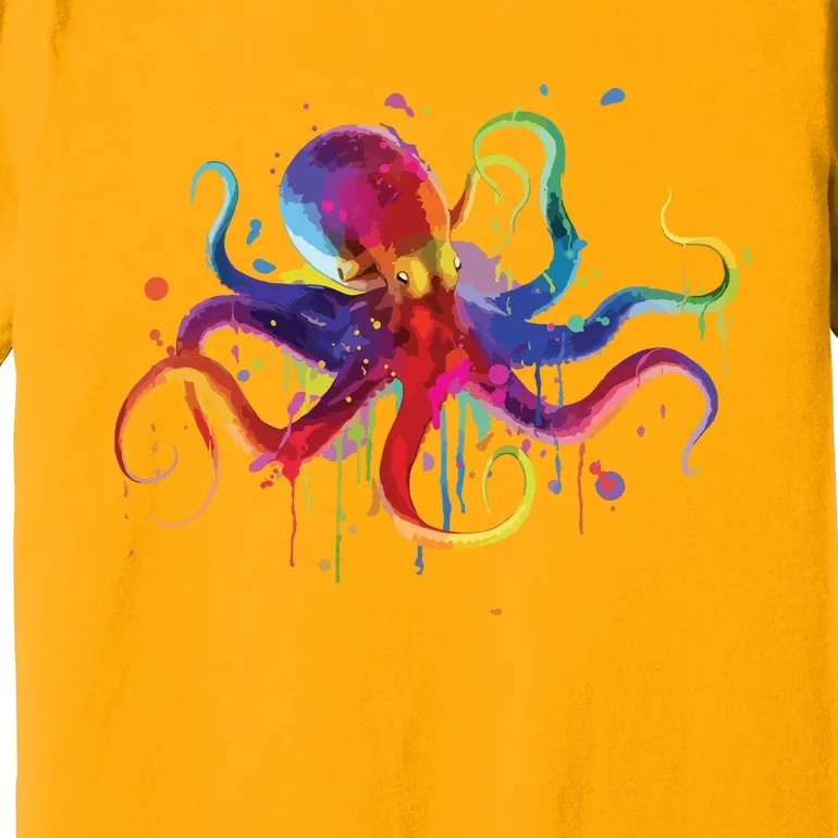 Dripping Rainbow Octopus Psychedelic Gift Premium T-Shirt