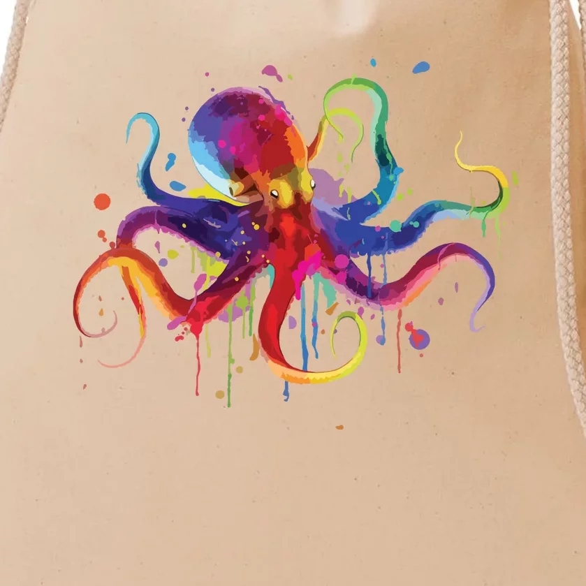 Dripping Rainbow Octopus Psychedelic Gift Drawstring Bag