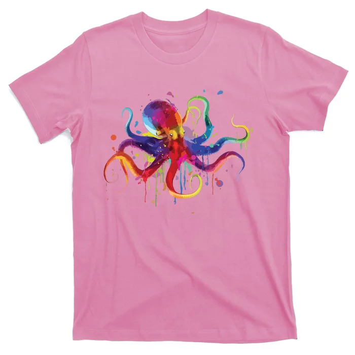 Dripping Rainbow Octopus Psychedelic Gift T-Shirt