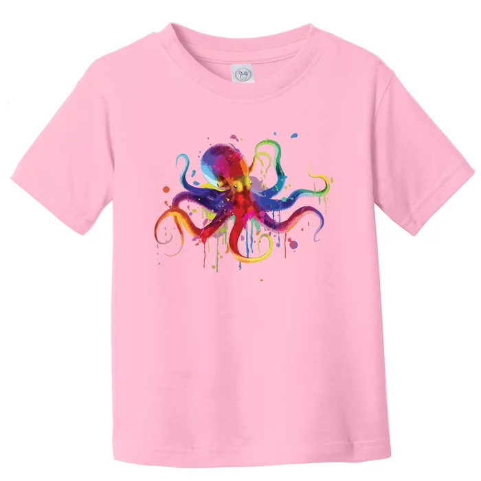 Dripping Rainbow Octopus Psychedelic Gift Toddler T-Shirt