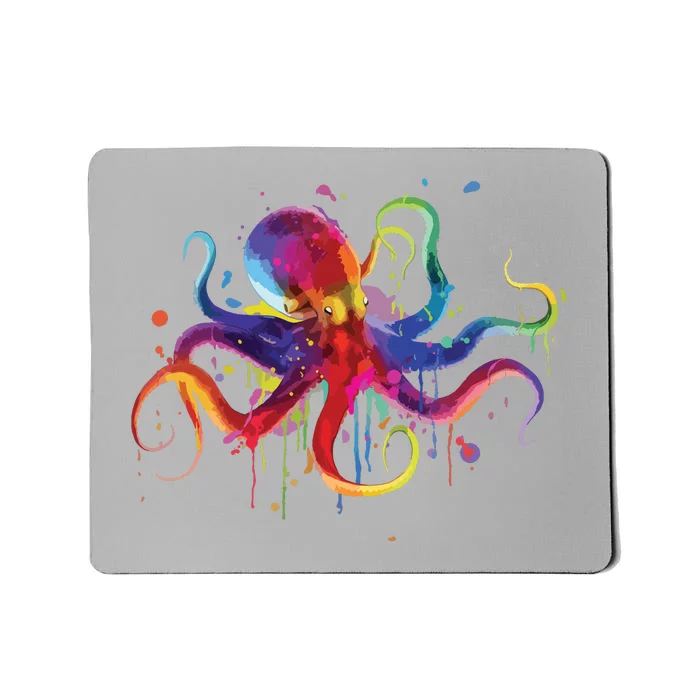 Dripping Rainbow Octopus Psychedelic Gift Mousepad