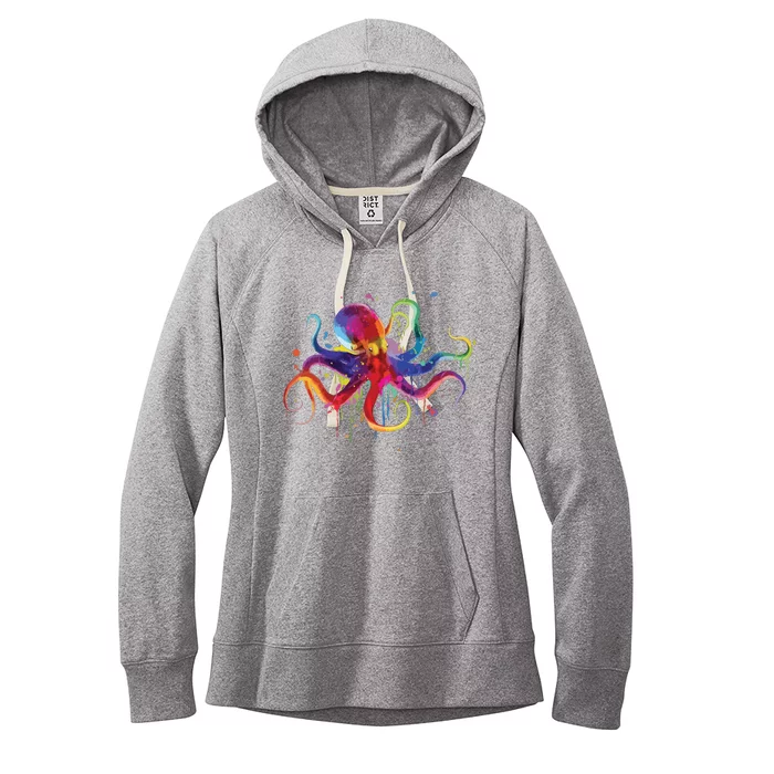 Dripping Rainbow Octopus Psychedelic Gift Women's Fleece Hoodie