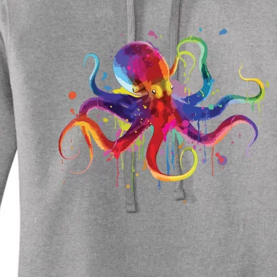 Dripping Rainbow Octopus Psychedelic Gift Women's Pullover Hoodie