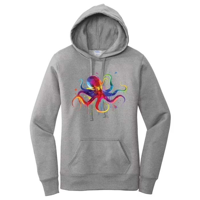 Dripping Rainbow Octopus Psychedelic Gift Women's Pullover Hoodie