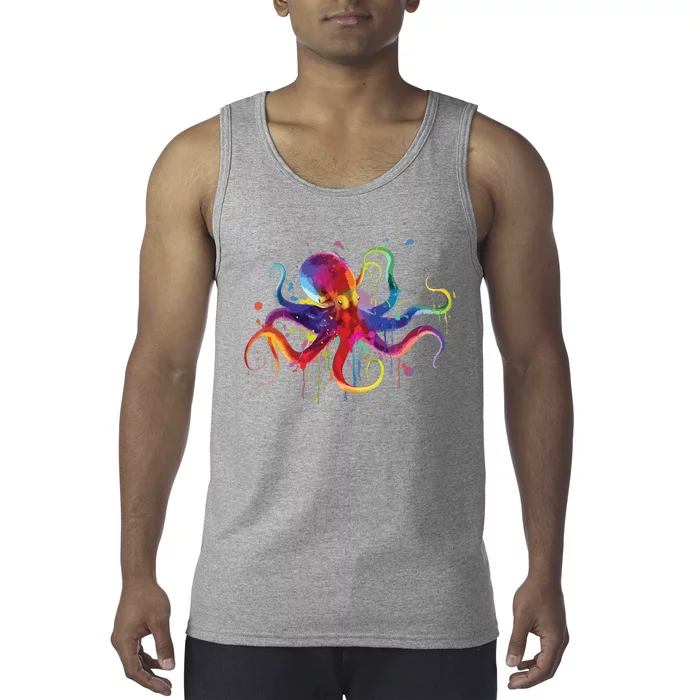 Dripping Rainbow Octopus Psychedelic Gift Tank Top