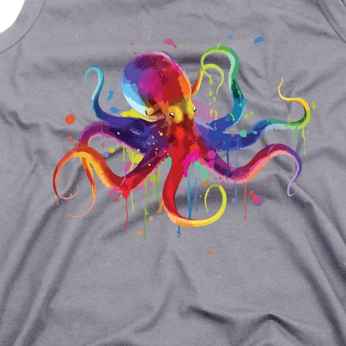 Dripping Rainbow Octopus Psychedelic Gift Tank Top