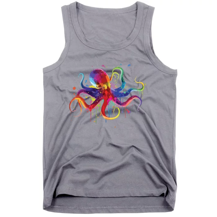 Dripping Rainbow Octopus Psychedelic Gift Tank Top