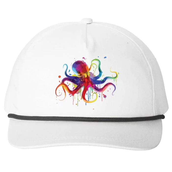 Dripping Rainbow Octopus Psychedelic Gift Snapback Five-Panel Rope Hat