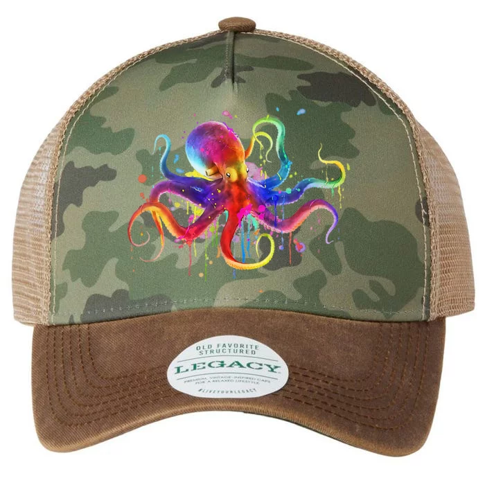 Dripping Rainbow Octopus Psychedelic Colorful Octopus Legacy Tie Dye Trucker Hat