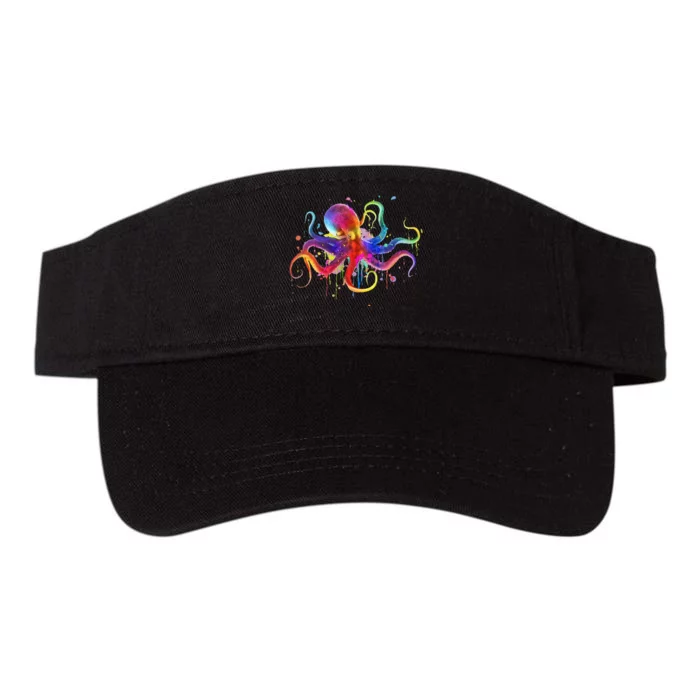 Dripping Rainbow Octopus Psychedelic Colorful Octopus Valucap Bio-Washed Visor