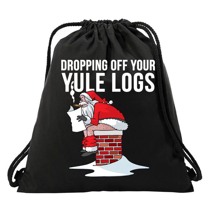 Dropping Off Your Yule Logs Drawstring Bag