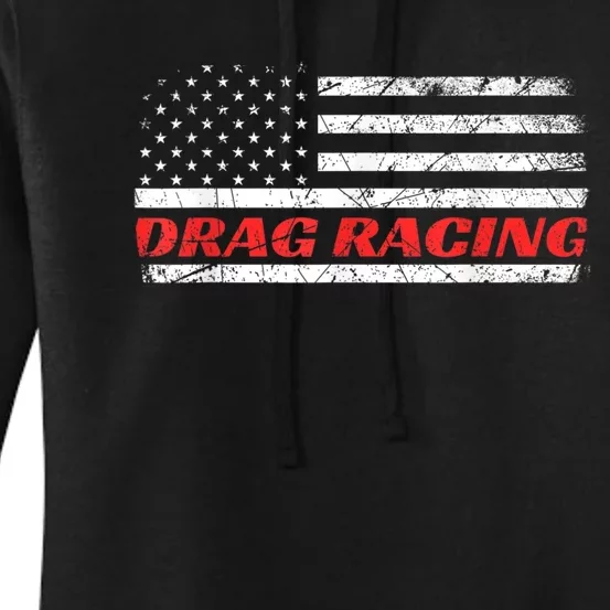 Drag Racing Patriotic American Drag Racer Apparel Design Women's Pullover Hoodie