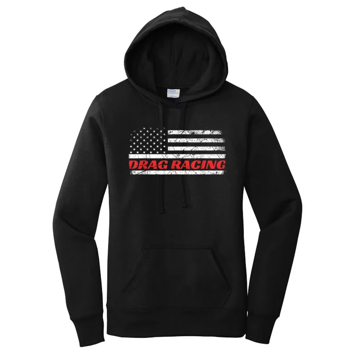 Drag Racing Patriotic American Drag Racer Apparel Design Women's Pullover Hoodie