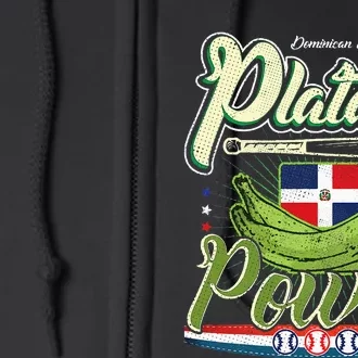 Dominican Republic Platano Power Baseball DR Flag Full Zip Hoodie