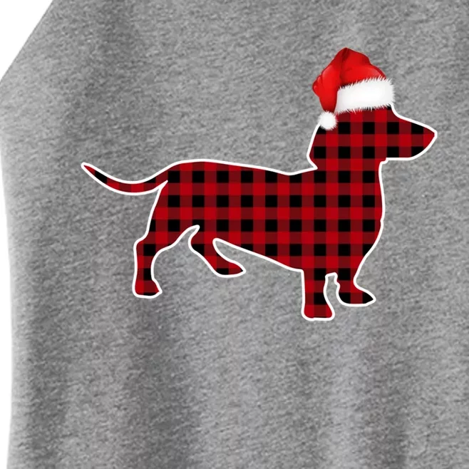 Dachshund Red Plaid Buffalo Christmas Pajamas Family Funny Gift Great Gift Women’s Perfect Tri Rocker Tank