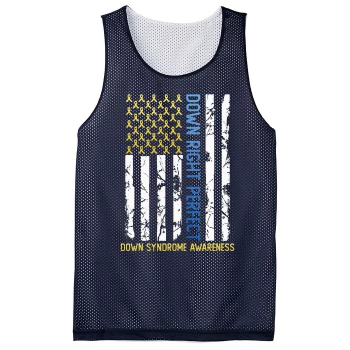 Down Right Perfect Yellow & Blue American Flag Down Syndrome Mesh Reversible Basketball Jersey Tank