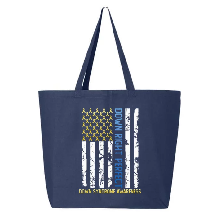 Down Right Perfect Yellow & Blue American Flag Down Syndrome 25L Jumbo Tote