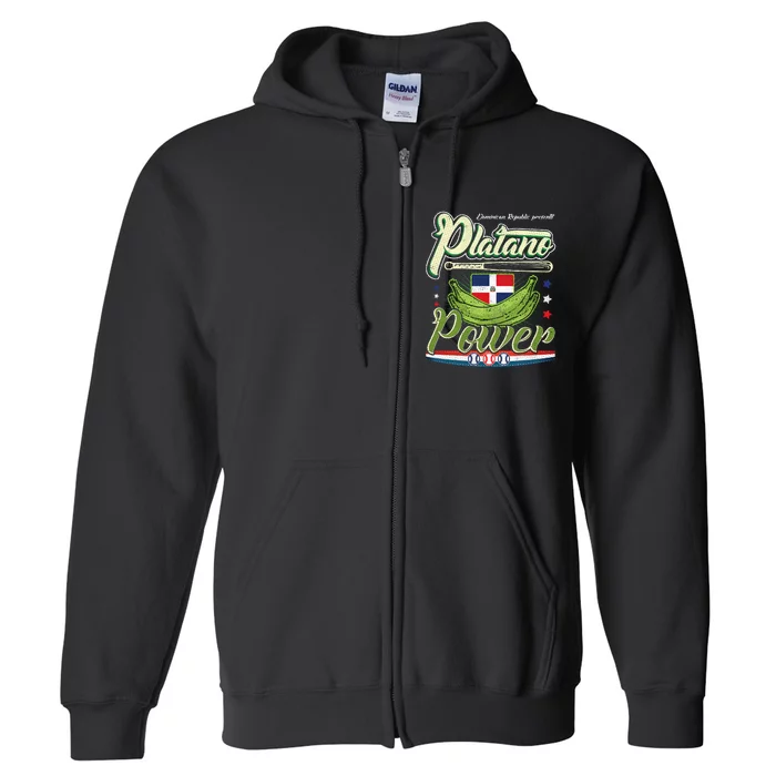 Dominican Republic Platano Power Baseball DR Flag Full Zip Hoodie