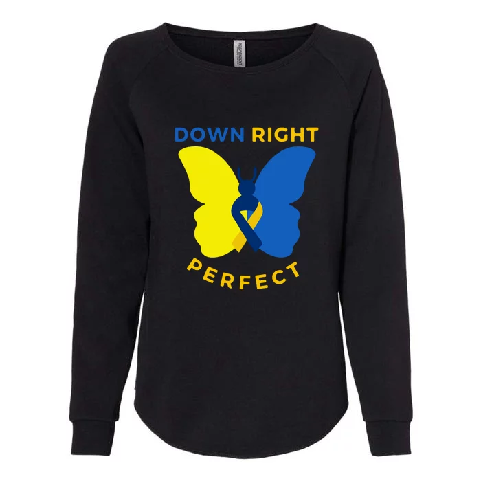 Down Right Perfect Butterfly Down Syndrome Awareness Gift Womens California Wash Sweatshirt