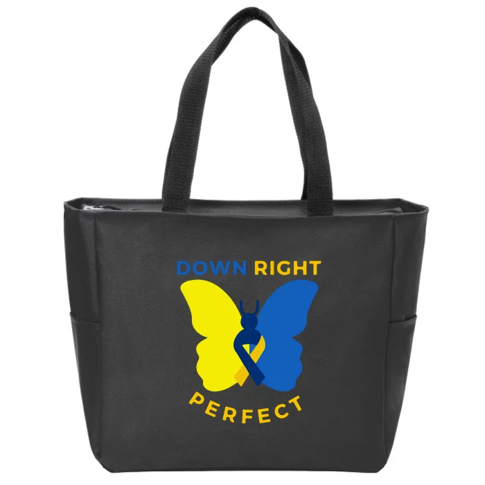 Down Right Perfect Butterfly Down Syndrome Awareness Gift Zip Tote Bag